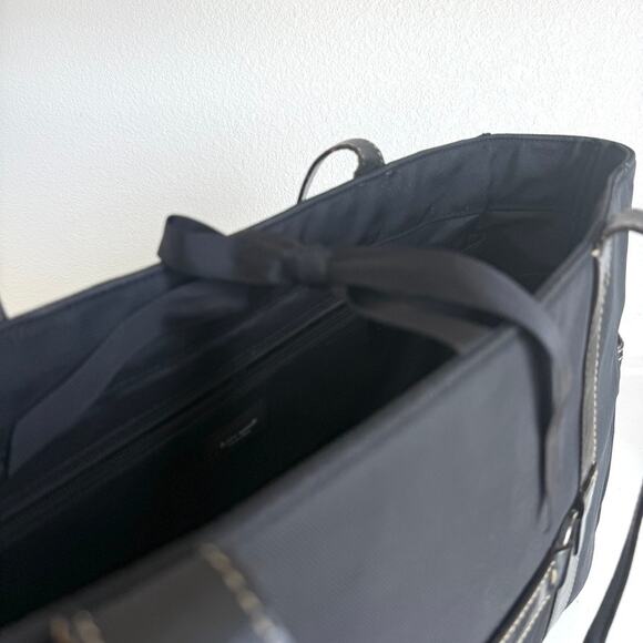 KATE SPADE Large Shoulder Tote Black Nylon Leather Trim Modern Chic Minimalist - Picture 2 of 9